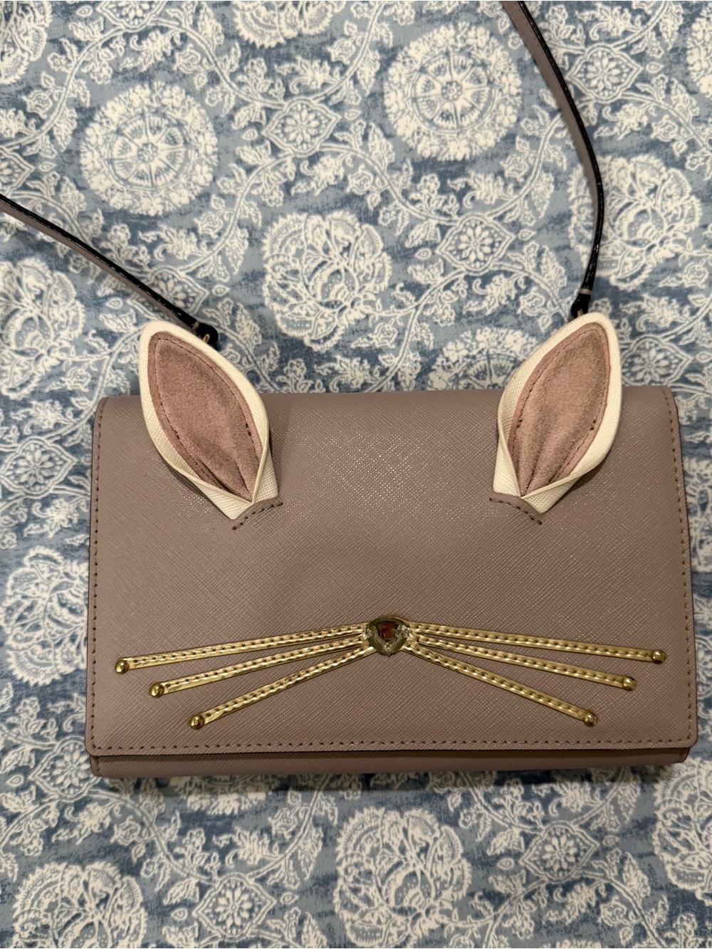 Kate Spade “Hop To It Rabbit Winni” Crossbody Wallet Bag Saffiano Leather